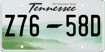 TN license plate Z7658D