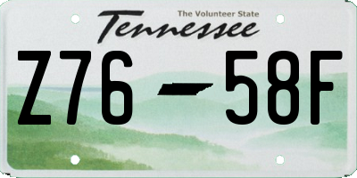 TN license plate Z7658F