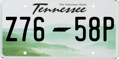 TN license plate Z7658P