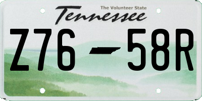 TN license plate Z7658R