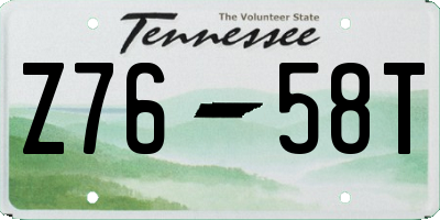 TN license plate Z7658T