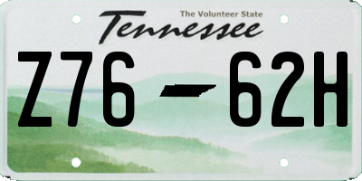 TN license plate Z7662H