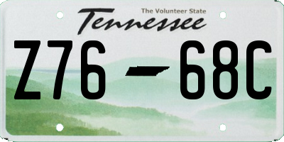 TN license plate Z7668C