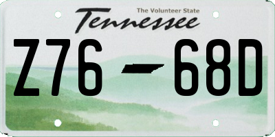 TN license plate Z7668D