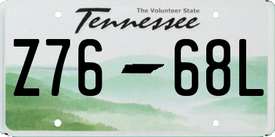 TN license plate Z7668L