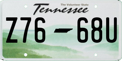 TN license plate Z7668U