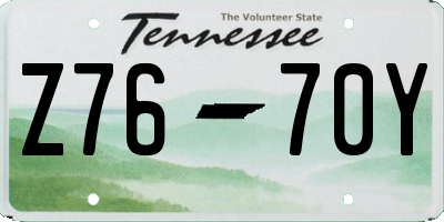 TN license plate Z7670Y