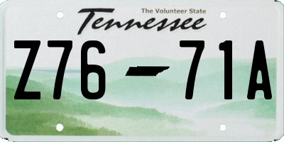 TN license plate Z7671A