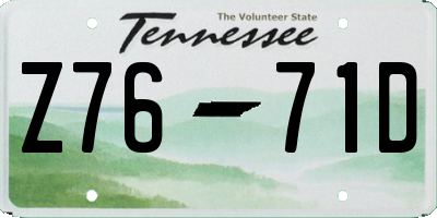 TN license plate Z7671D