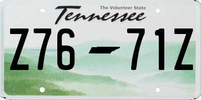 TN license plate Z7671Z