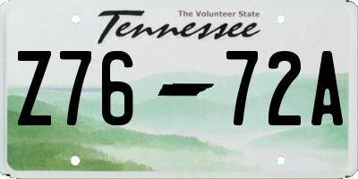 TN license plate Z7672A