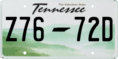 TN license plate Z7672D