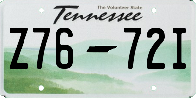 TN license plate Z7672I