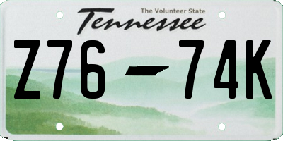 TN license plate Z7674K