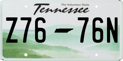 TN license plate Z7676N