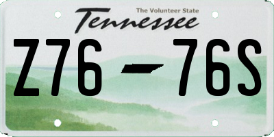 TN license plate Z7676S