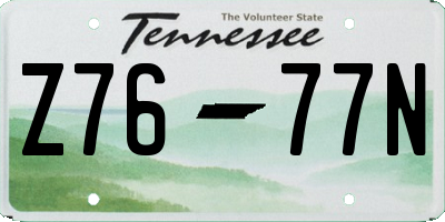 TN license plate Z7677N