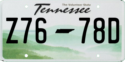 TN license plate Z7678D