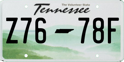 TN license plate Z7678F