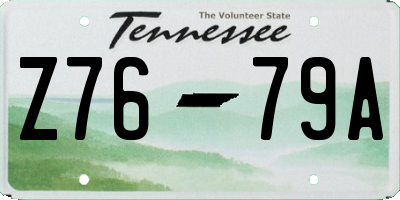 TN license plate Z7679A