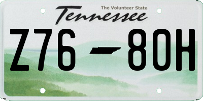 TN license plate Z7680H