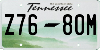 TN license plate Z7680M
