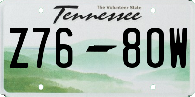 TN license plate Z7680W