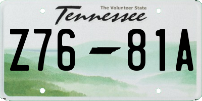 TN license plate Z7681A