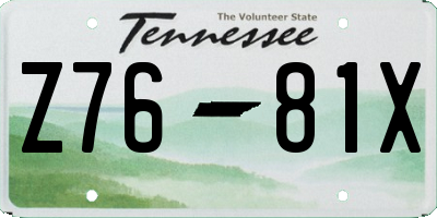 TN license plate Z7681X
