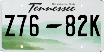 TN license plate Z7682K