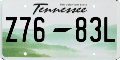 TN license plate Z7683L