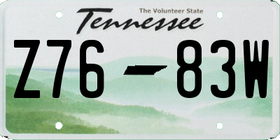 TN license plate Z7683W