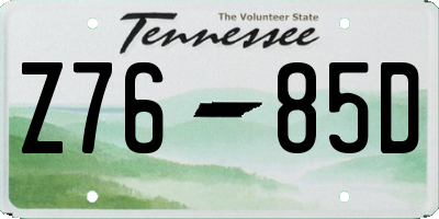 TN license plate Z7685D