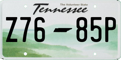 TN license plate Z7685P
