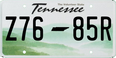 TN license plate Z7685R