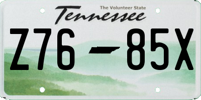TN license plate Z7685X