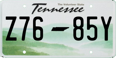 TN license plate Z7685Y