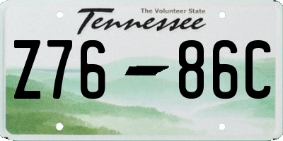TN license plate Z7686C