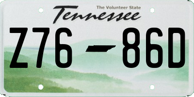 TN license plate Z7686D