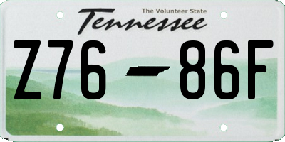 TN license plate Z7686F