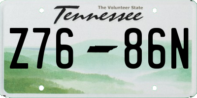 TN license plate Z7686N