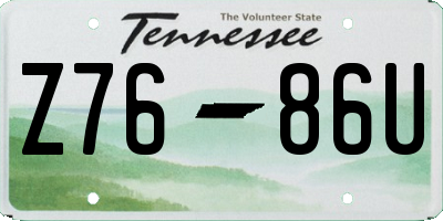 TN license plate Z7686U
