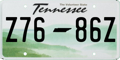 TN license plate Z7686Z