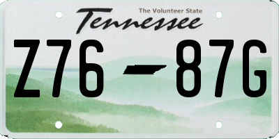 TN license plate Z7687G