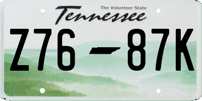 TN license plate Z7687K