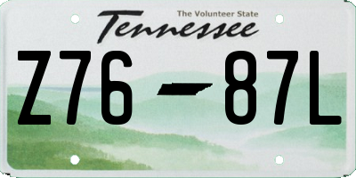 TN license plate Z7687L
