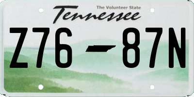 TN license plate Z7687N