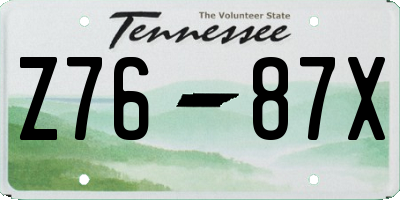 TN license plate Z7687X