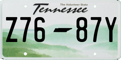 TN license plate Z7687Y