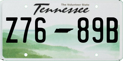 TN license plate Z7689B